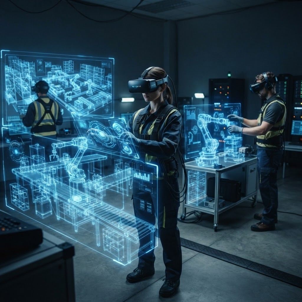 VR training simulation environment with multiple workers